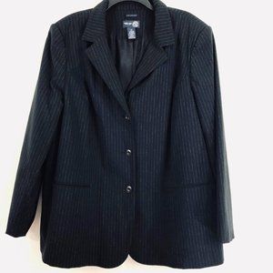 Venezia Woman's Size 22 Blazer Black Pinstripe